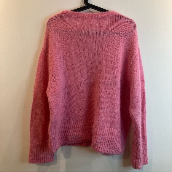H&M Sz M Oversized Alpaca &  Wool Soft Crew Neck Cozy Barbiecore Ballet Sweater - Picture 2 of 7